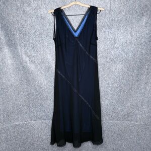 Zinc 90s Elegant Black Sleeveless‎ Dress w/ Blue Lining- Sz L